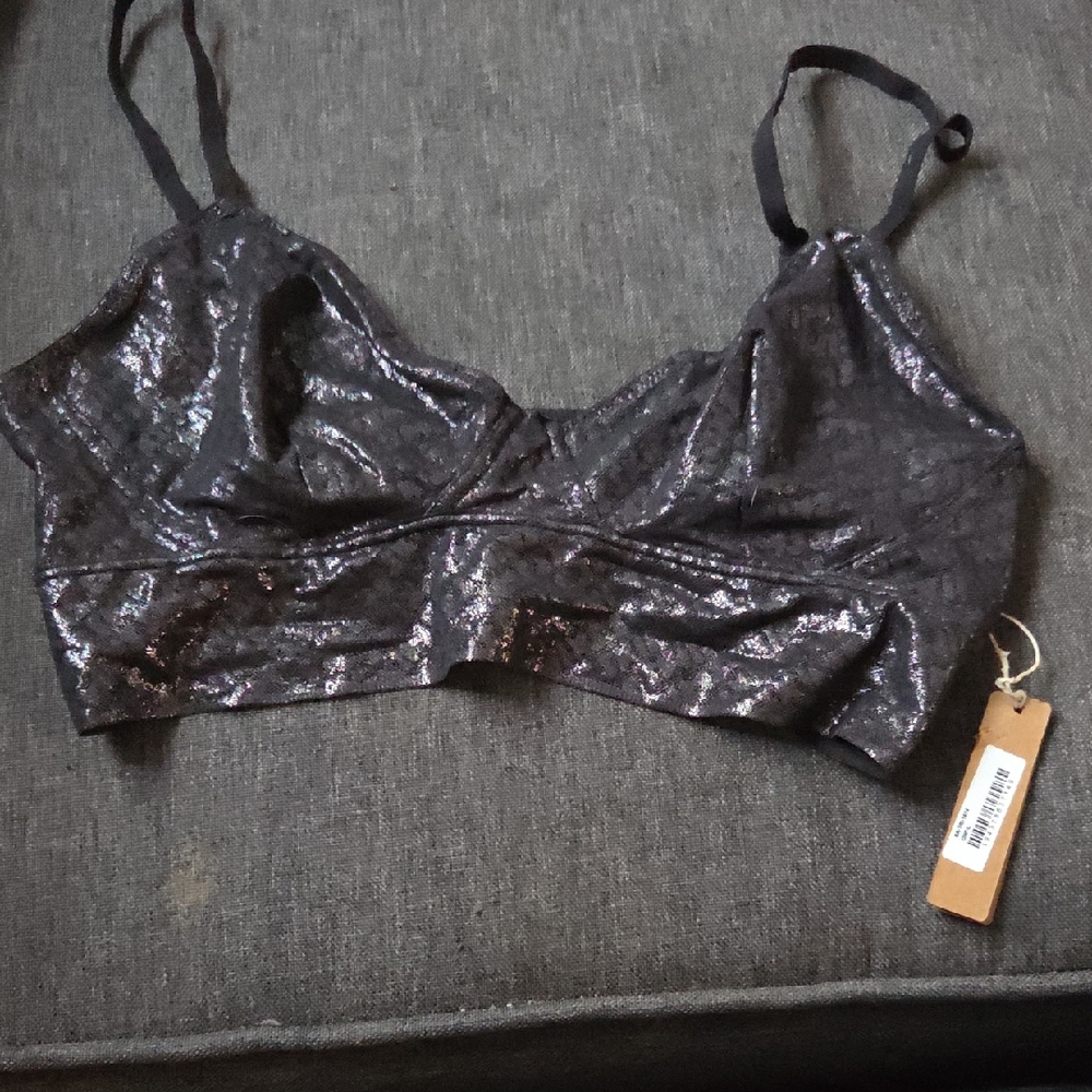 NWT-SKIMS Glittery Charcoal Bralette